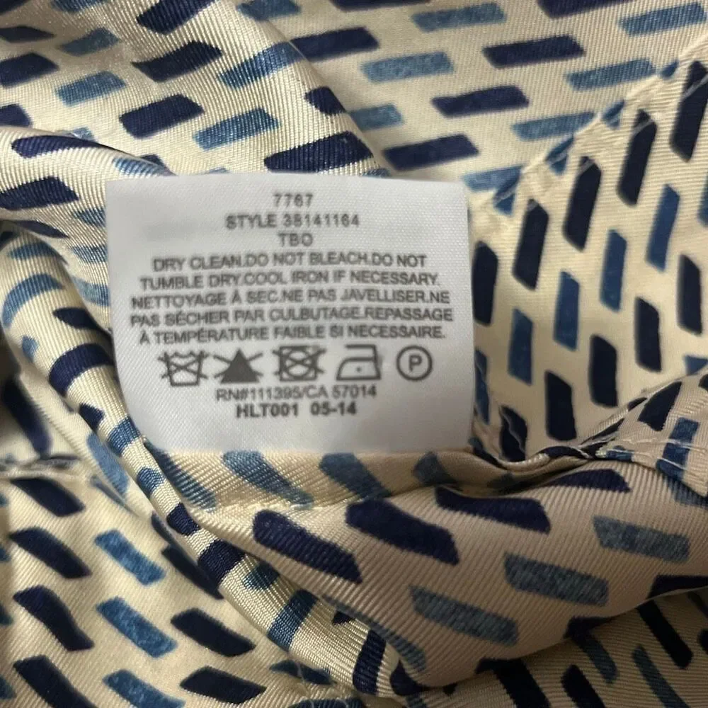 Tory Burch 100% Silk Womens Split Neck Tunic Top Blouse Long Sleeve Size 6